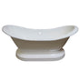 Barclay - Marshall 71'' Cast Iron Dbl Slipper w/base, 7'' Holes - White