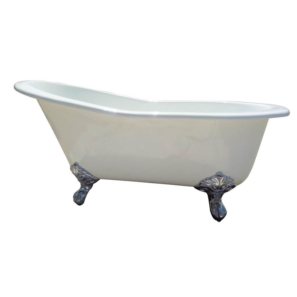 Barclay - Gavin Cast Iron Slipper 54'' 7'' Deck holes,WH, WH Imp Feet - White