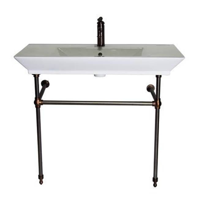 Barclay - Opulence Console 39-1/2'', Rect Bowl, 8'' WS, White, PN Stand - Polished Nickel