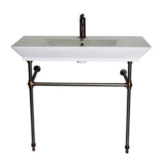 Barclay - Opulence Console 39-1/2'', Rect Bowl, 1-hole, White, PN Stand - Polished Nickel