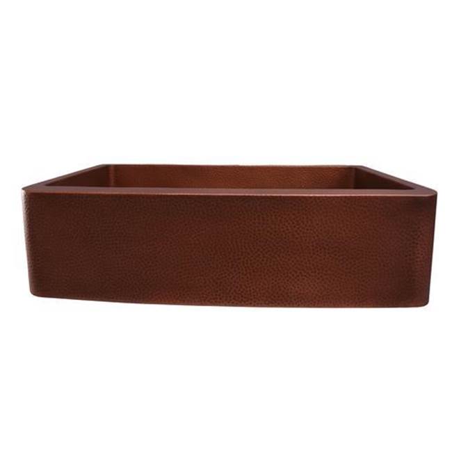 Barclay - Gatsby 34'' Copper Apron Front Sink Hammered Front & Interior AC - Antique Copper
