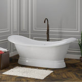 Marshall 71'' Cast Iron tub Dbl Slipper w/ base, No Holes