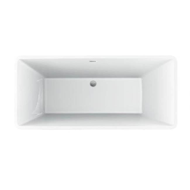 Siren 64'' AC Rect Tub With Internal OF Drain BN, White