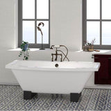 Athens Cast Iron Tub WH, 67'', 7'' Holes, Wooden Block Feet