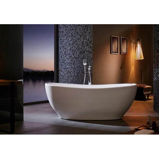 Mystique 59'' dbl slipper AC Tub,W/internal drain-OF,BN