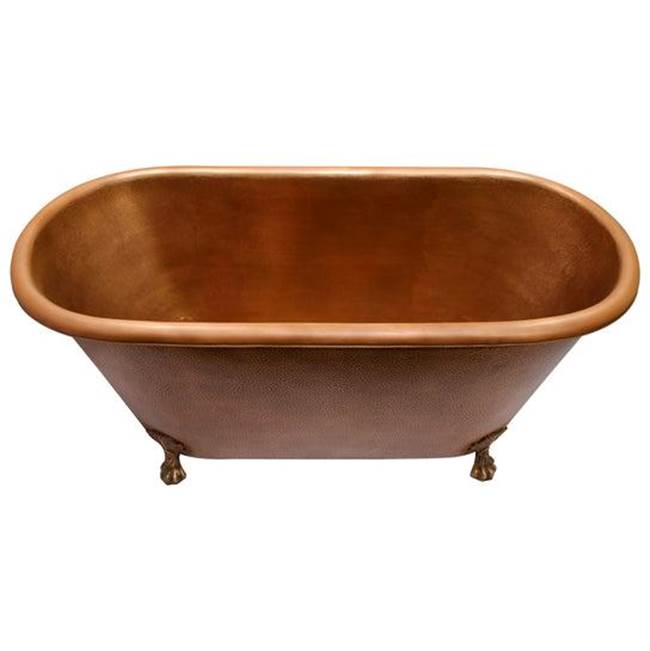 Panya 68'' Roll Top Copper Tub, ClawFoot PB,Antique Copper
