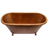 Panya 68'' Roll Top Copper Tub, ClawFoot PB,Antique Copper