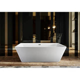 Vaughn 71'' AC Rect Tub WH, Internal drain-OF BN