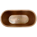 Panya 68'' Roll Top Copper Tub, ClawFoot PB,Antique Copper