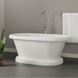 Carrie 57''Acrylic Dbl Roll on Base, White, 7'' Deck Holes