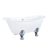 Markus 66'' CI Dbl Slipper Tub, White,7'' Deck Holes, BL Feet