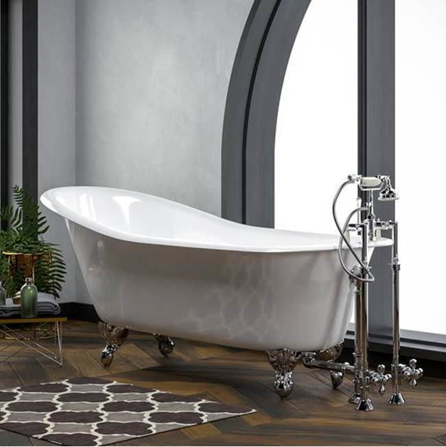 Icarus Cast Iron Slipper WH, 67'', 7'' Holes, BL Feet