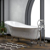 Icarus Cast Iron Slipper WH, 67'', 7'' Holes, BL Feet