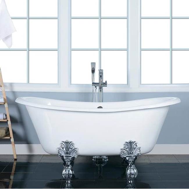 Markus 66'' CI Dbl Slipper Tub, White,7'' Deck Holes, BL Feet