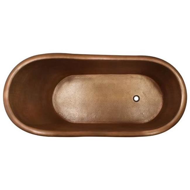 Gitali 68'' Slipper Copper Tub, ClawFoot, Antique Copper