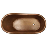 Gitali 68'' Slipper Copper Tub, ClawFoot, Antique Copper