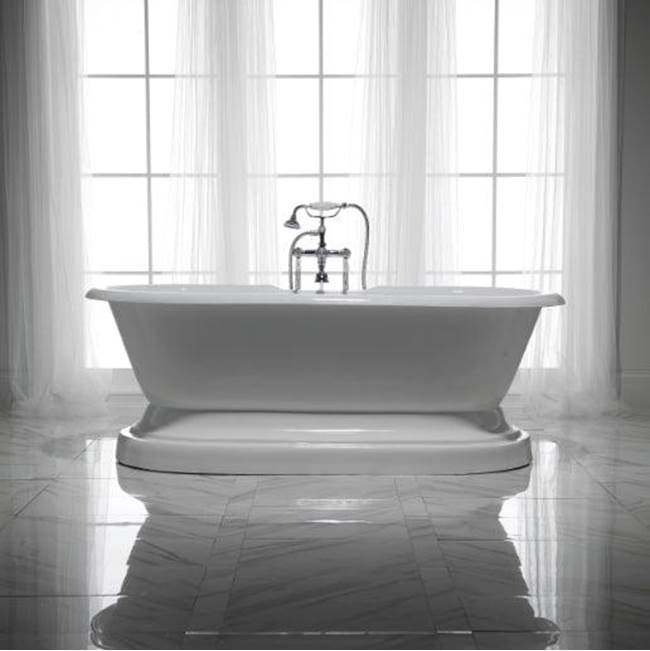 Duet Cast Iron Dbl Roll Tub WH w/base, 66'', 7'' Holes