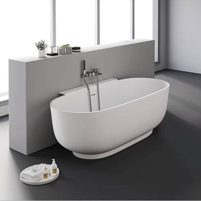 Neal 67'' Oval Freestanding BARstone Tub, Matte White