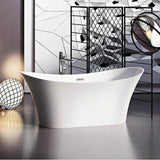 Noreen AC Dbl Slipper Tub 69'' WH, w/Internal Drain Pipe, BN