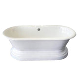 Duet Cast Iron Dbl Roll Tub WH w/base, 66'', 7'' Holes