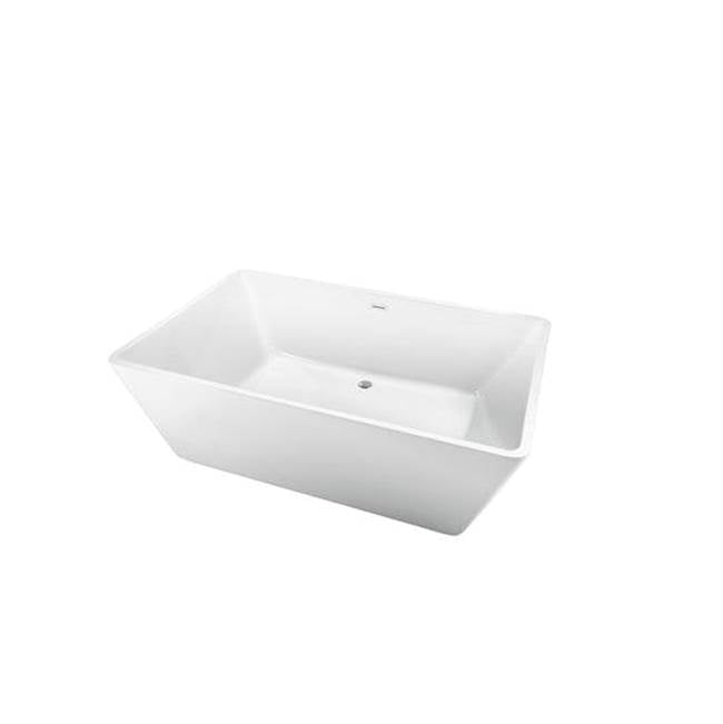 Vaughn 71'' AC Rect Tub WH, Internal drain-OF BN