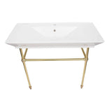 Barclay - Opulence Console 39-1/2'', Rect Bowl, 8'' WS, White, PB Stand - Polished Brass
