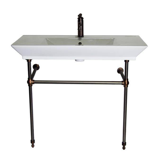 Barclay - Opulence Console 39-1/2'', Rect Bowl, 8'' WS, White, ORB Stand - Oil Rubbed Bronze