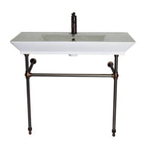 Barclay - Opulence Console 39-1/2'', Rect Bowl, 8'' WS, White, ORB Stand - Oil Rubbed Bronze