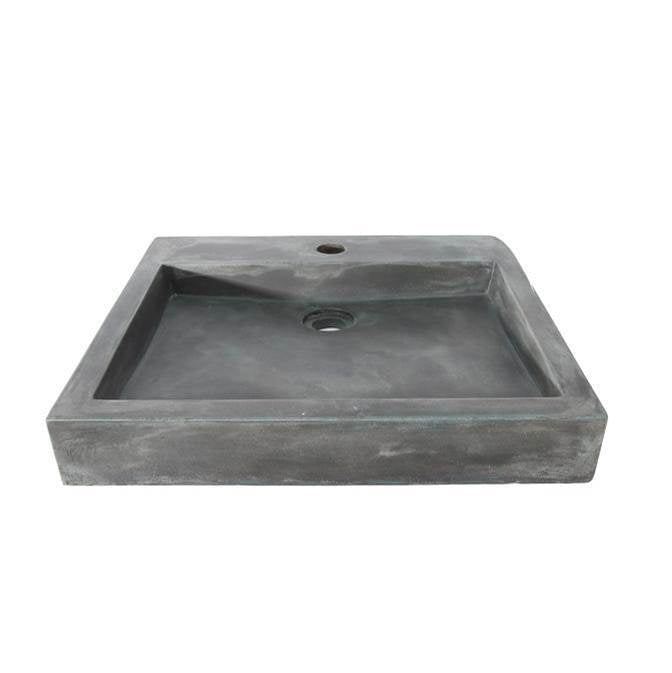 Barclay - Ewan Rect Cement Above Counter 1 Faucet Hole, Copper Green - Copper Green