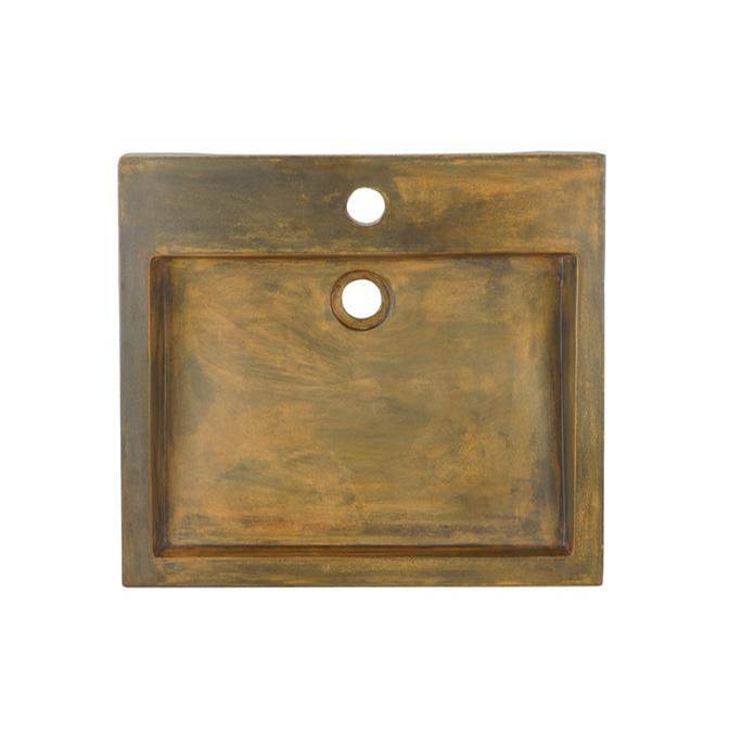 Barclay - Ewan Rect Cement Above Counter 1 Faucet Hole, Vintage Brown - Vintage Brown