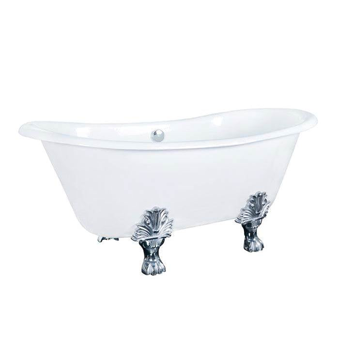 Markus 66'' CI Dbl Slipper Tub, White,7'' Deck Holes, BL Feet