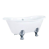 Markus 66'' CI Dbl Slipper Tub, White,7'' Deck Holes, BL Feet
