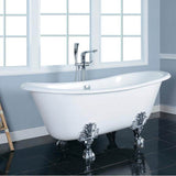 Markus 66'' CI Dbl Slipper Tub, White,7'' Deck Holes, BL Feet