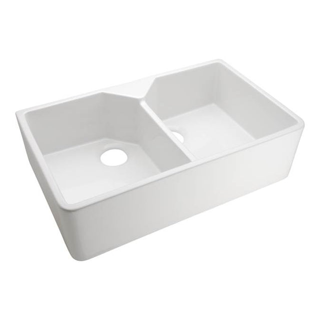 Barclay - Jolie 31.5'' Double Bowl Farme Sink, No Hole, Bisque - Bisque
