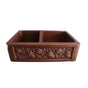 Barclay - Concord 33'' Offset Dbl Bowl Copper Apron Front Sink-SAC - Smooth Antique Copper