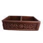 Barclay - Sicily 36'' Embossed Dbl Bwl Copper Apron Front Sink-SAC - Smooth Antique Copper