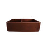 Barclay - Otero 33'' Smooth Offset Dbl Bwl Apron FrontCopper Sink-SAC - Smooth Antique Copper