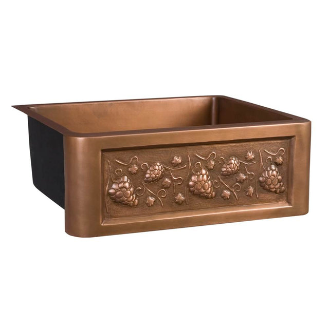 Barclay - Concord 33'' Copper Apron FrontSin w Grape Motif-SAC - Smooth Antique Copper