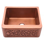 Barclay - Cilantro 25'' Embossed Single Bwl Copper Apron Front Sink-SAC - Smooth Antique Copper