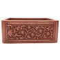 Barclay - Cilantro 33'' Embossed Single Bwl Copper Apron Front Sink-SAC - Smooth Antique Copper