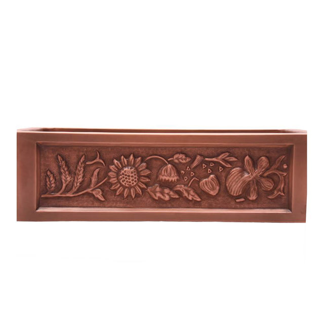 Barclay - Sunflower 30'' Embossed Single Bowl Copper Apron Front Sink-SAC - Smooth Antique Copper