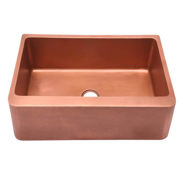 Barclay - Barroca 30'' Copper Apron Front Sink w Ham Exterior, Smooth Int-AC - Antique Copper