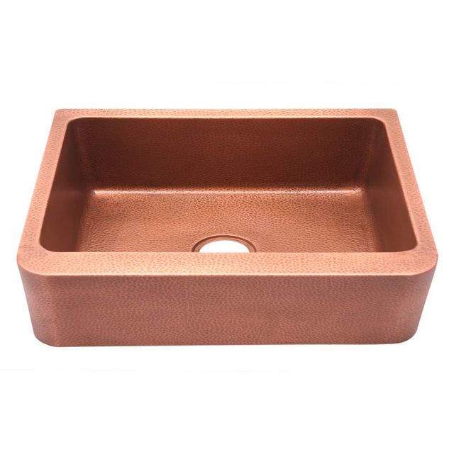 Barclay - Avena 36'' Hammered Single Bow Copper Apron Front Sink-AC - Antique Copper