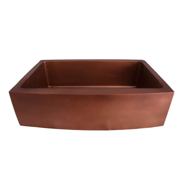Barclay - Emelina 33'' Single Bowl Curved Front Copper Apron Front Sink-SAC - Smooth Antique Copper