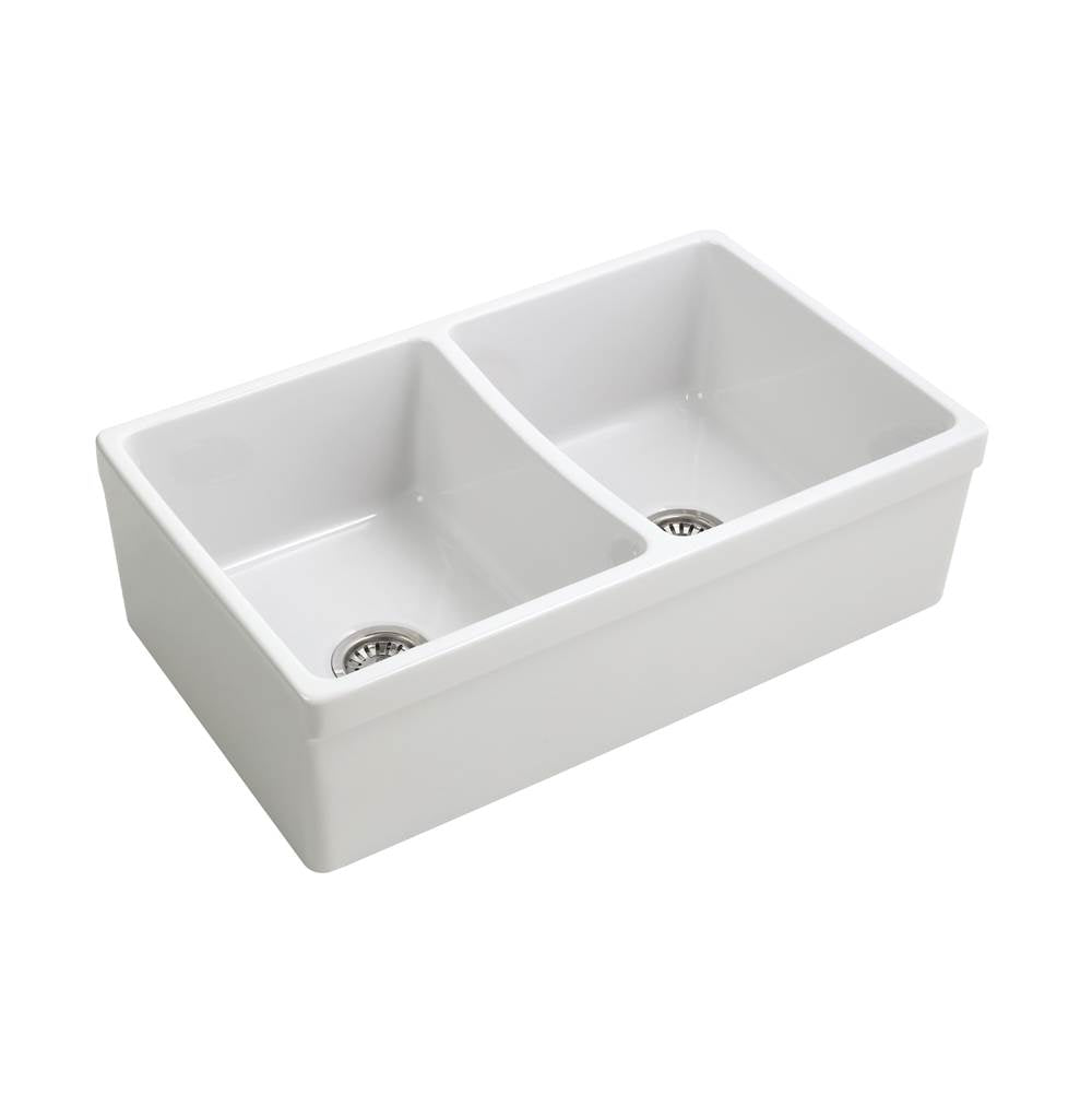 Barclay - Lettie 33'' Double Bowl Farmer Sink, White - White