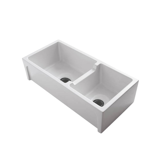 Barclay - Millwood 36'' DBL Bowl Fire Clay, Apron Front Sink , WH - White