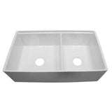 Maxwel 33'' Double Bowl Sink w/Ledge,Plain Front,White