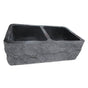 Barclay - Bowdon 33'' Granite Dbl Bowl Apron Front Sink,Chiseled Frnt GPBL - Polished Black