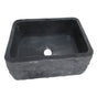 Barclay - Birgitta24'' Granite Single Bl FarmerSink Chiseled Frnt GPBL - Polished Black