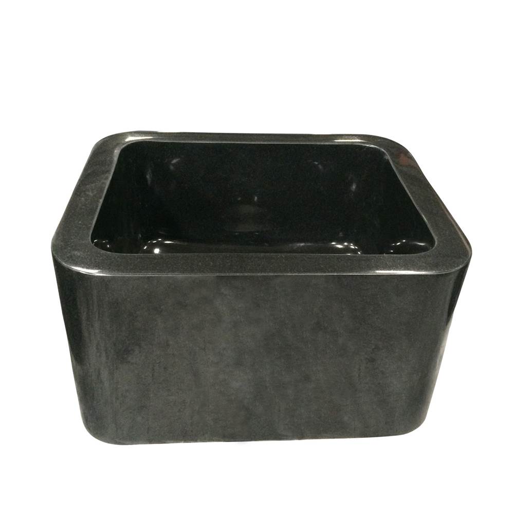 Barclay - Abrams 18'' Polished Granite Apron FrontPrep Sink, GPBL - Polished Black